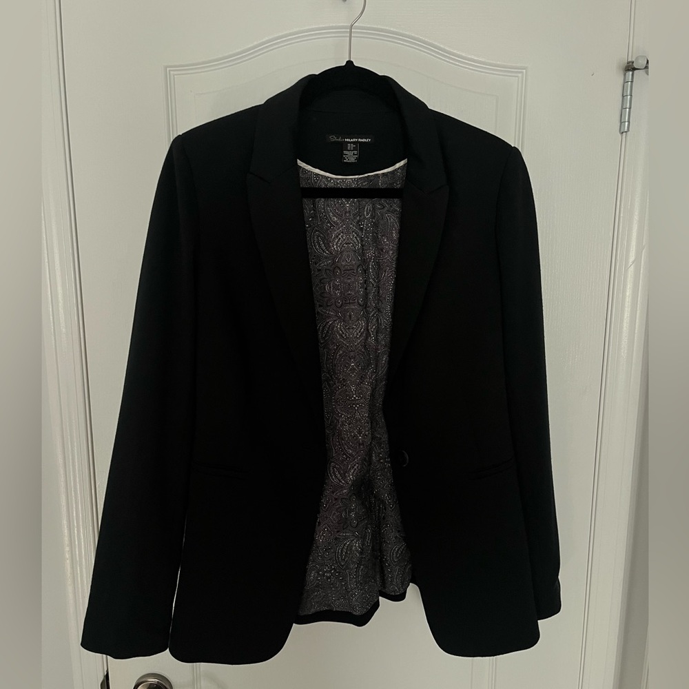 Hilary Radley Black Jacket with Patterned Interior